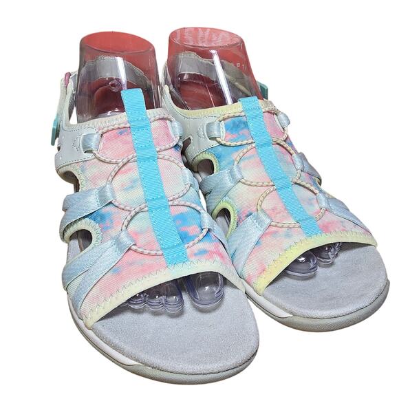 NEW Easy Spirit SE Spark 9 White Blue Comfort Sandals Size 8 W Wide MSRP $69 - Picture 1 of 8